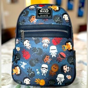Brand New Loungefly Star Wars Baby Character Print Mini Backpack